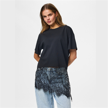 PIECES MAVE LACE T- SHIRT BLACK - 17169693